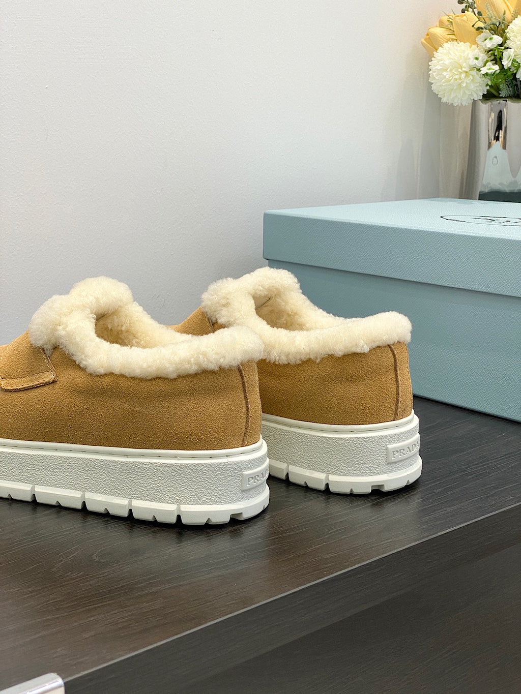 Ecru Suede Loafer Booties