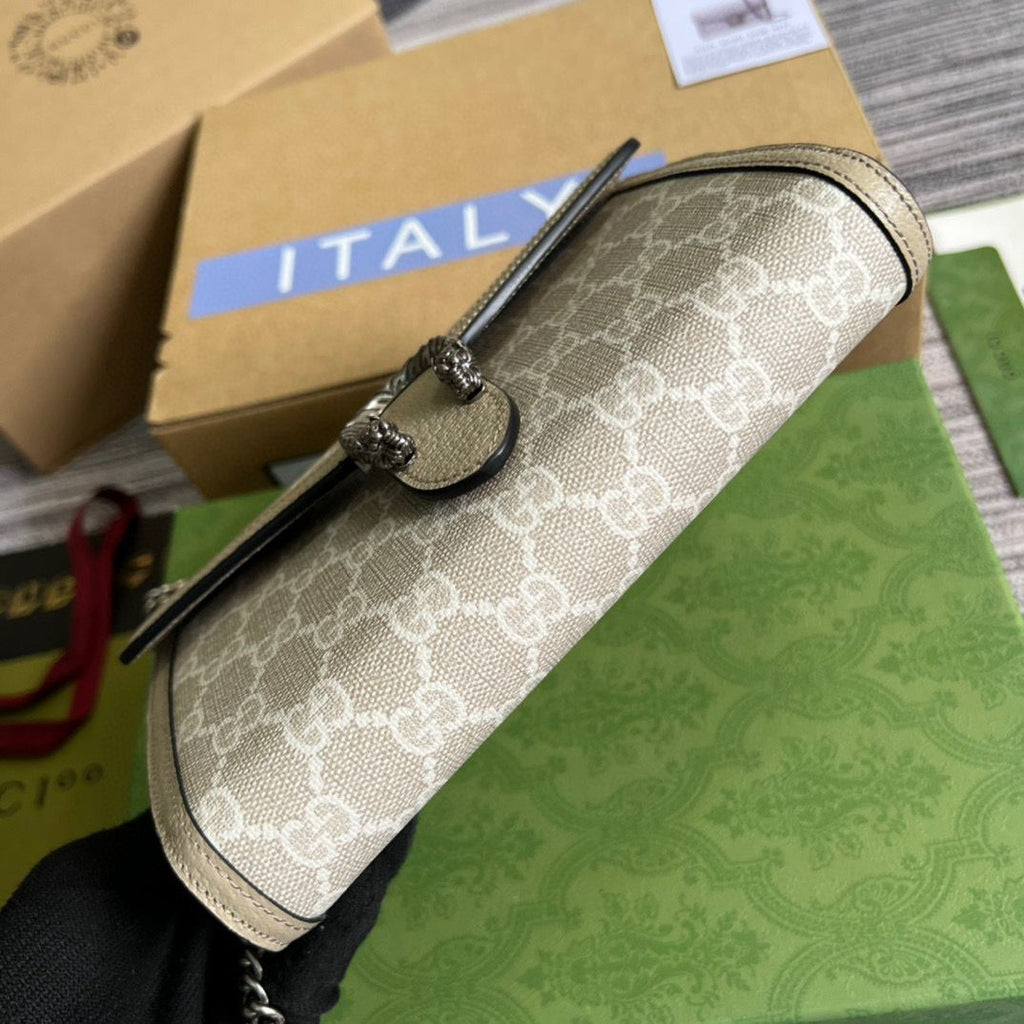 Beige & white DG supreme chain wallet