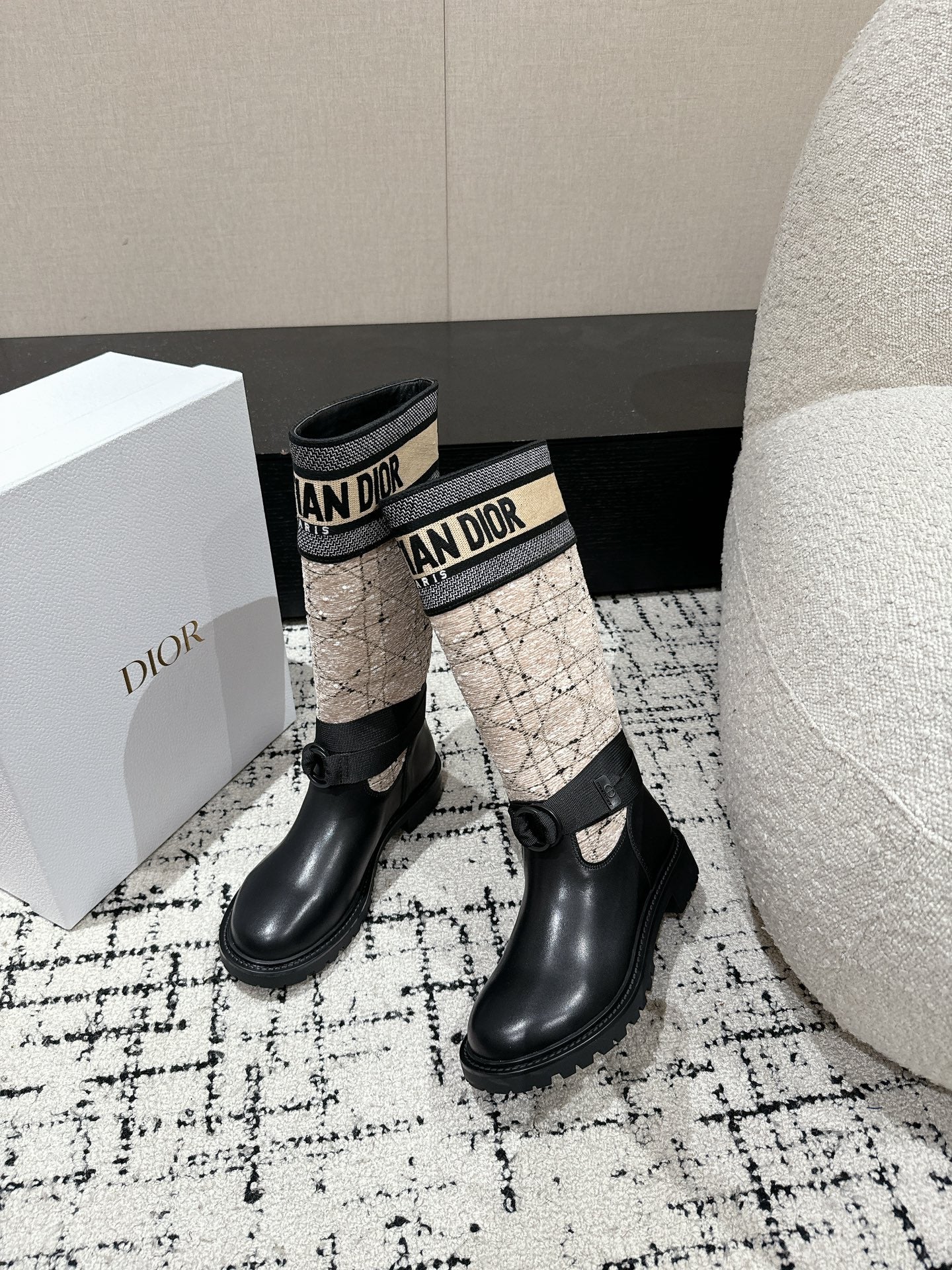 Beige & Black DM Boot