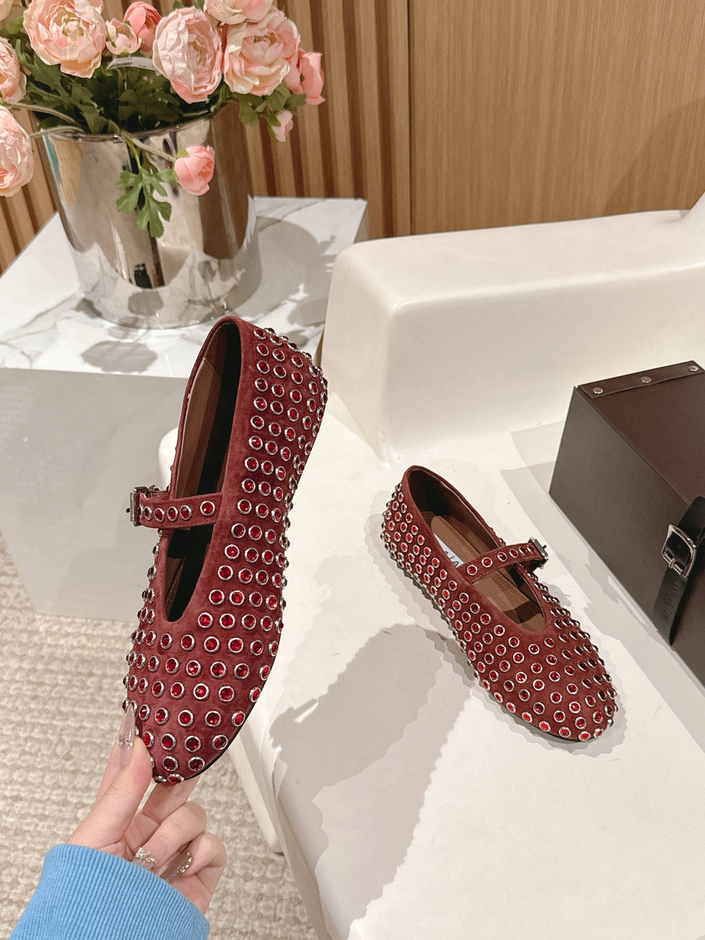 Red Strass Ballet Flats