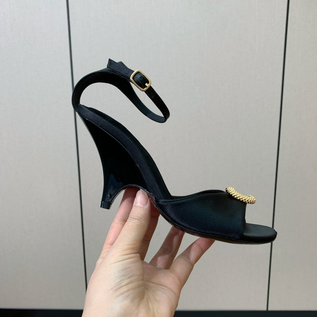 Black Olympia Heeled Sandal