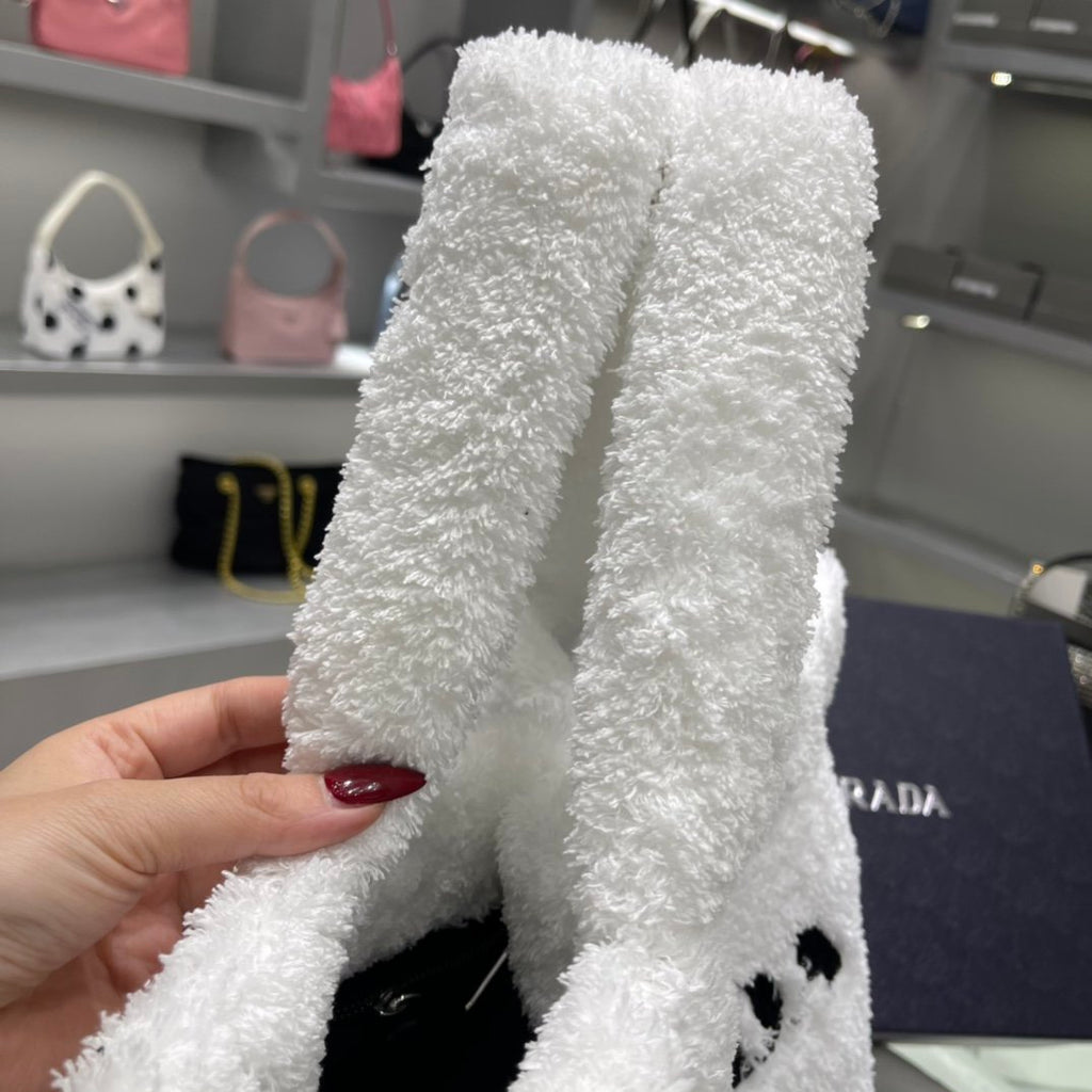 White & Black terry tote bag