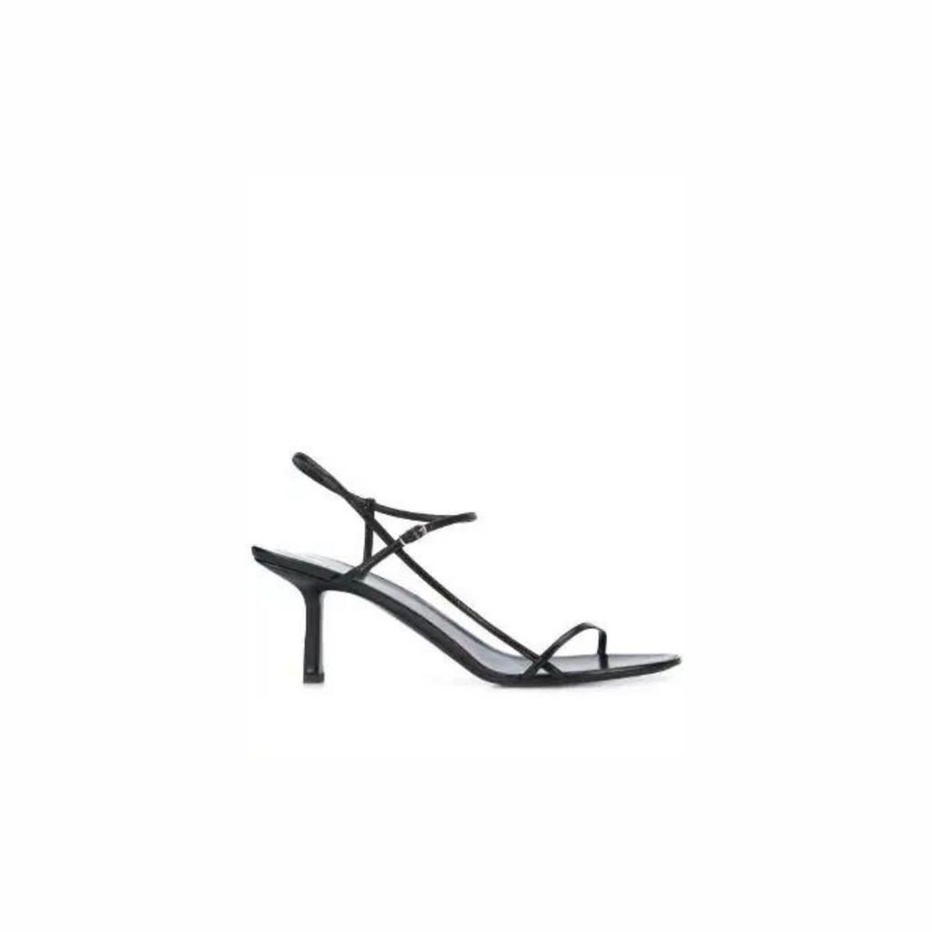 Black Bare Leather Sandals