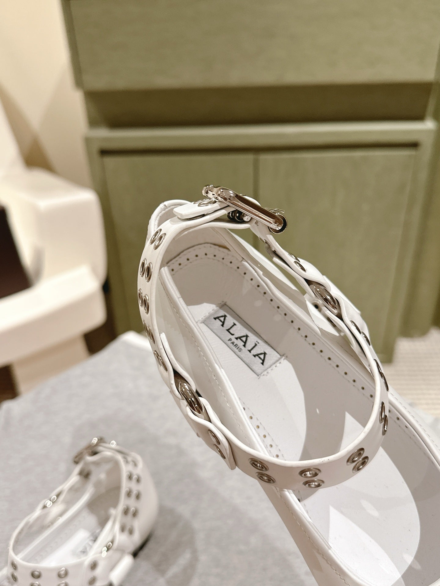 White Biker Ballet Flats