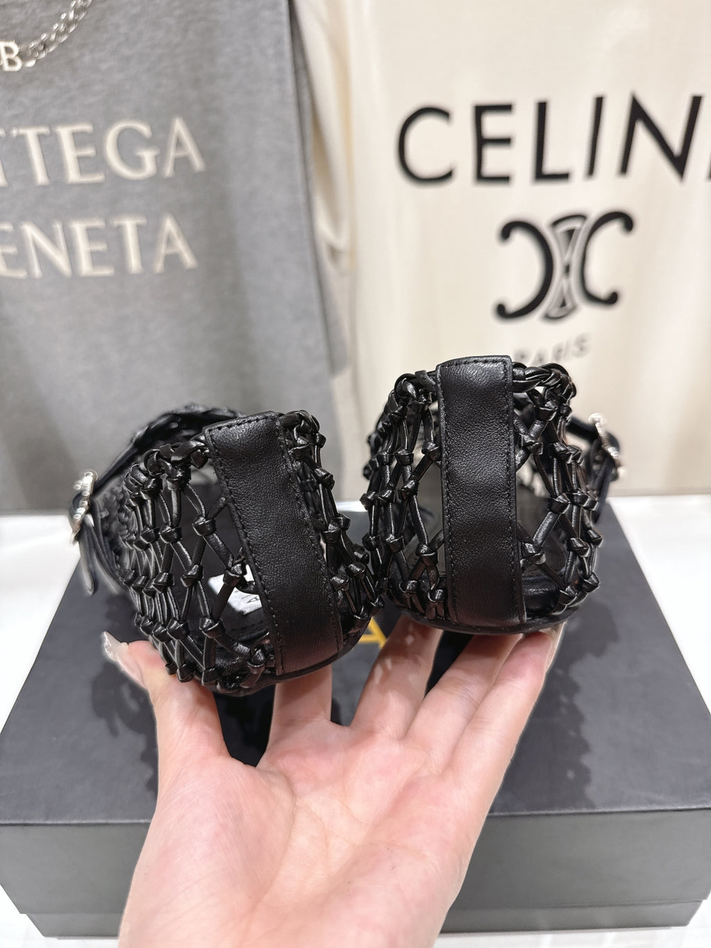 Black Ballet Flats In Braided Leather