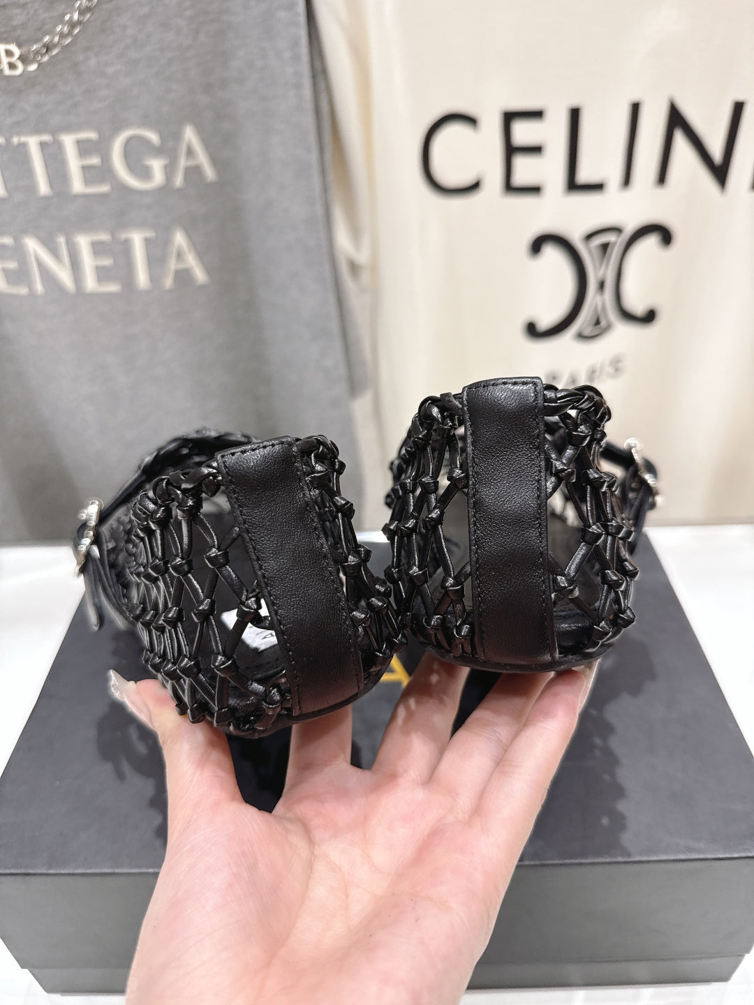 Black Ballet Flats In Braided Leather