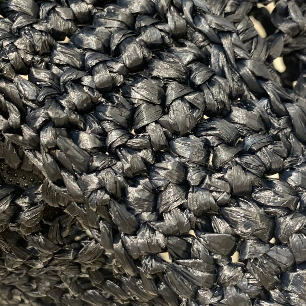 Black raffia tote bag