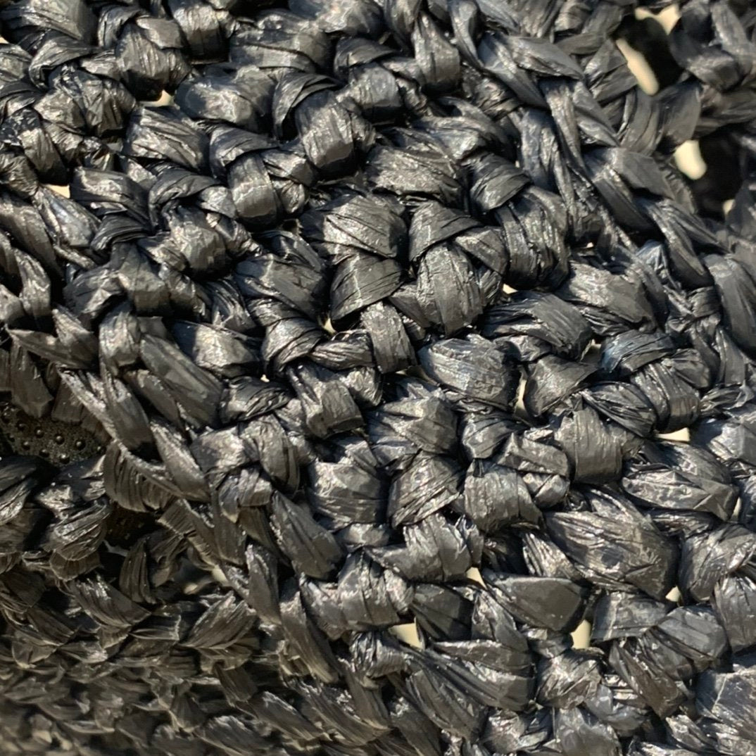 Black raffia tote bag