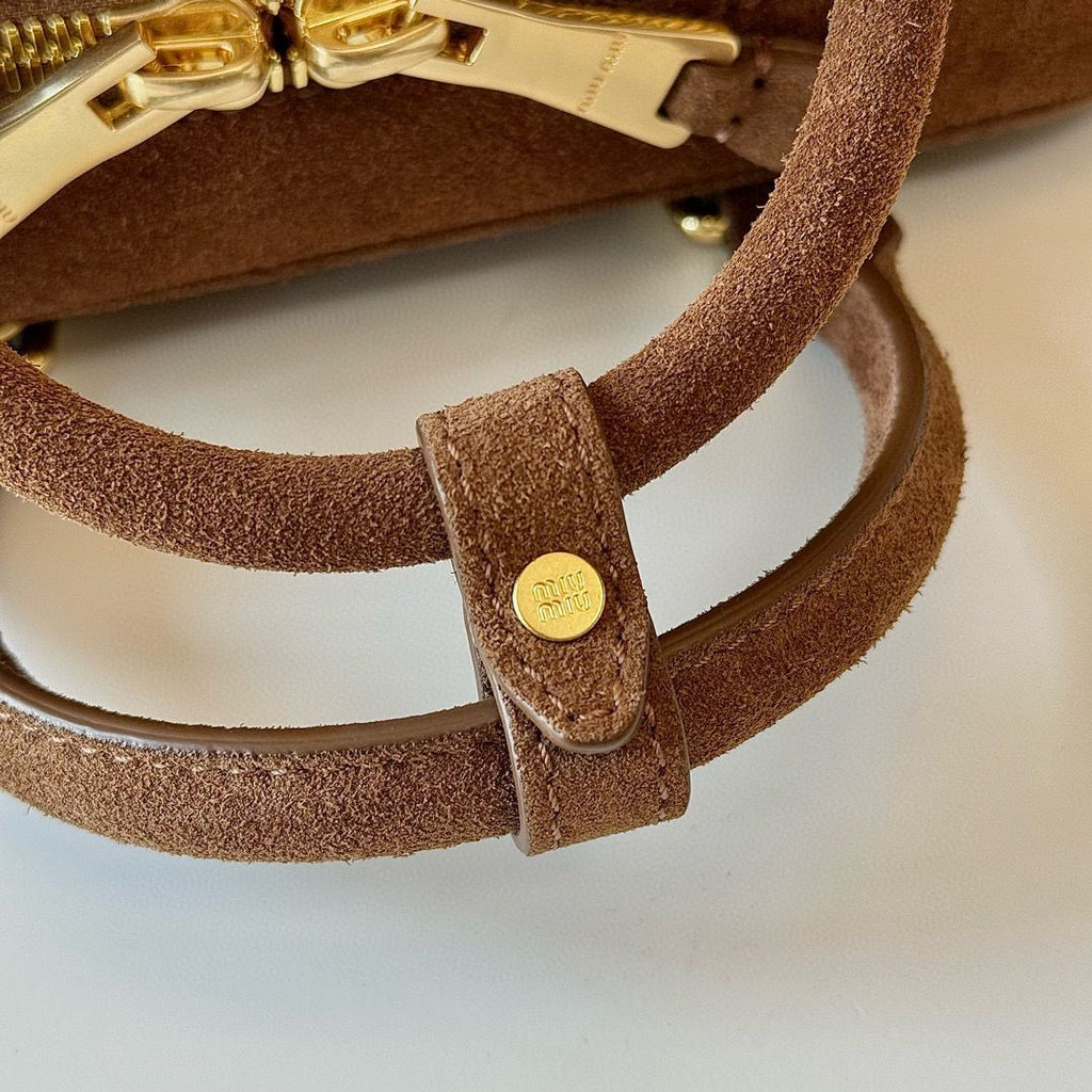 Cocoa Brown Arcadie Padded Suede Top-Handle Bag