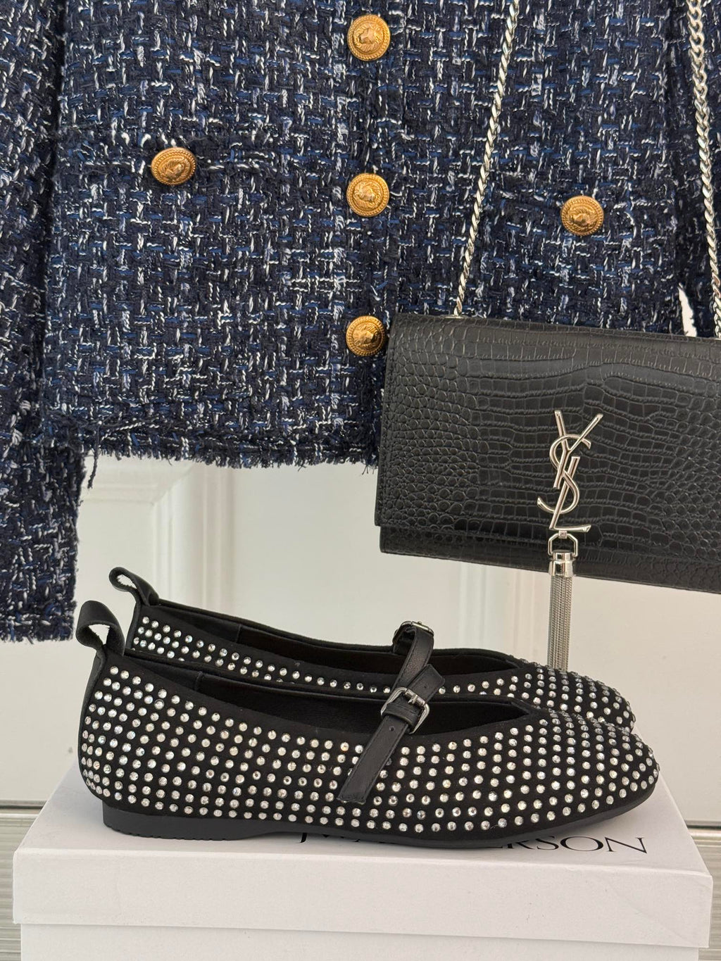 Black Ballerinas With Crystals