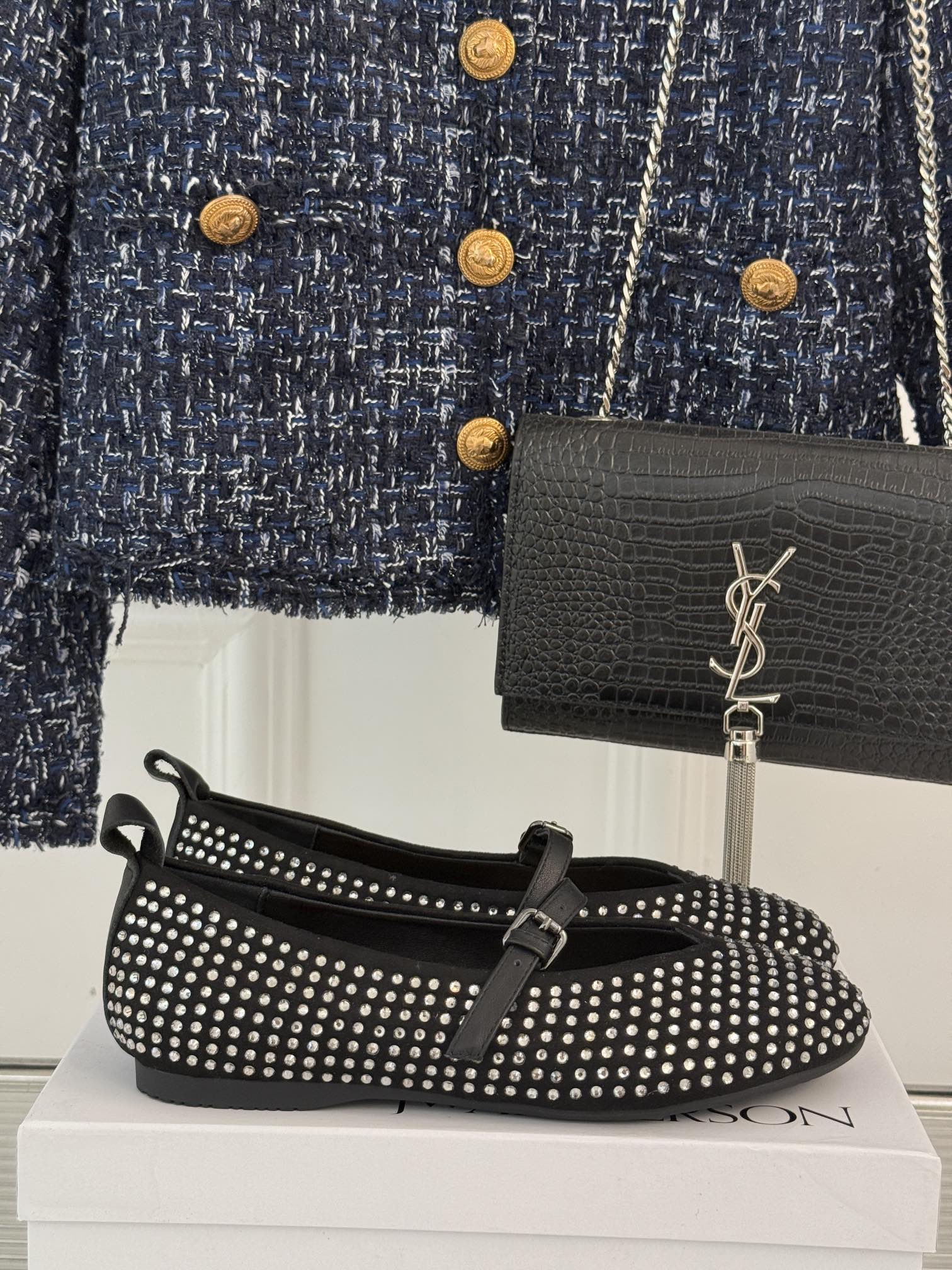 Black Ballerinas With Crystals