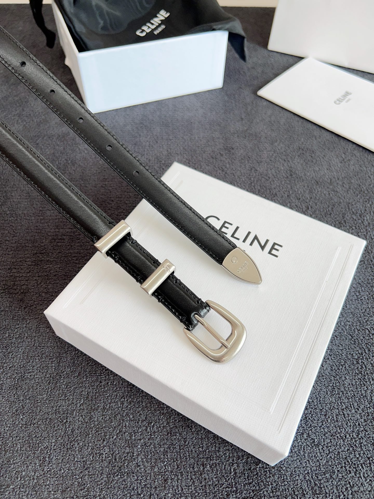 Black Small Western Belt With Silver Finishing