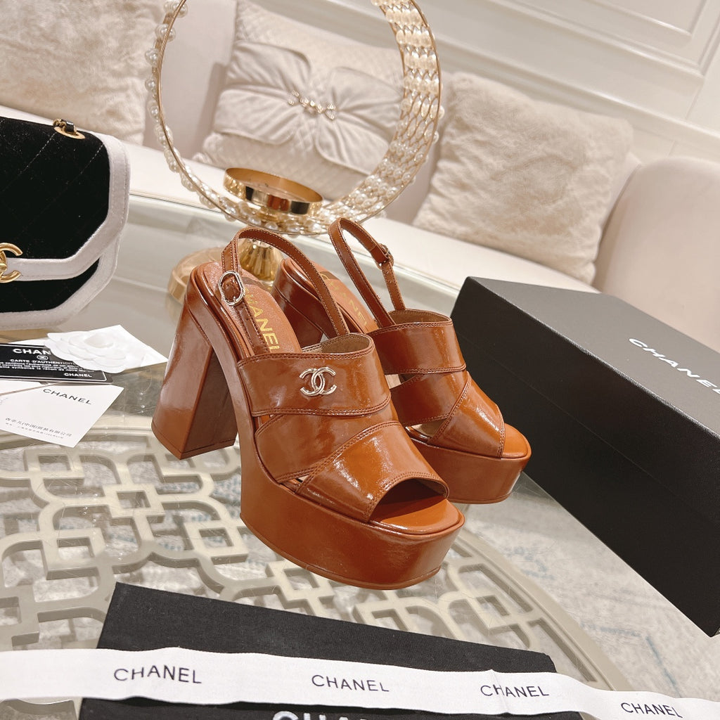 Light Brown C Patent Sandals