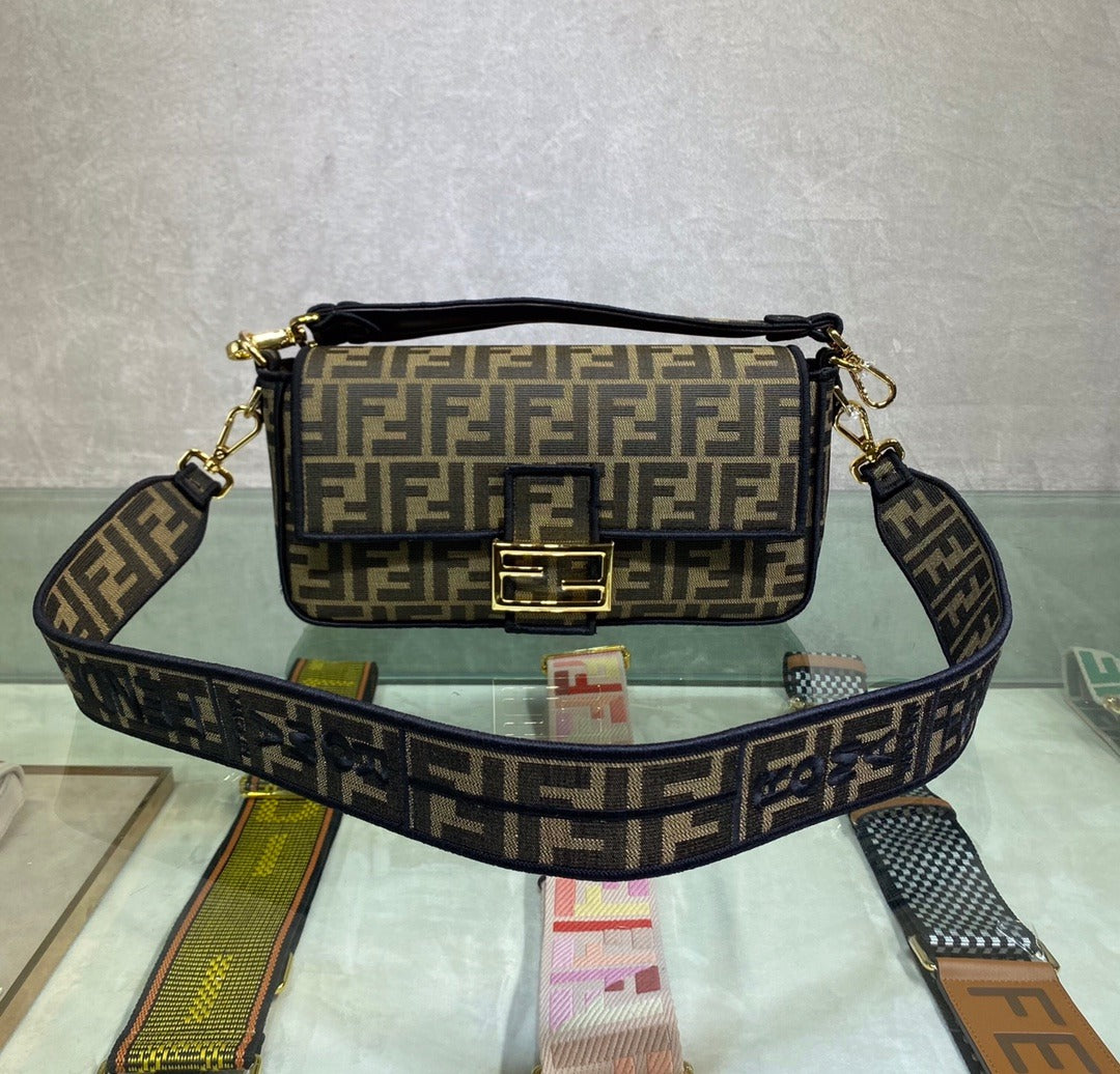 Medium FB brown fabric bag