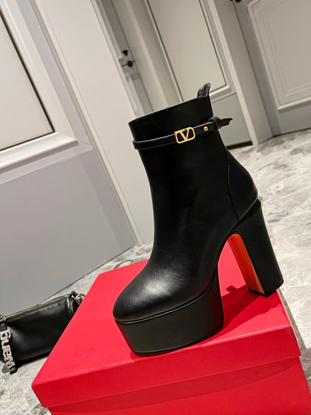Black TG platform ankle boot 120mm