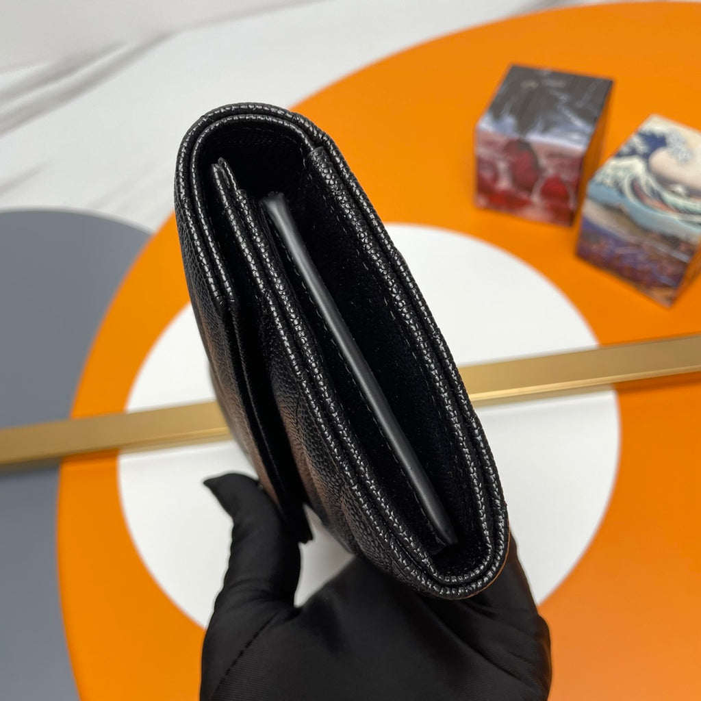 Black Large Flap Wallet With Black-Tone Hardware