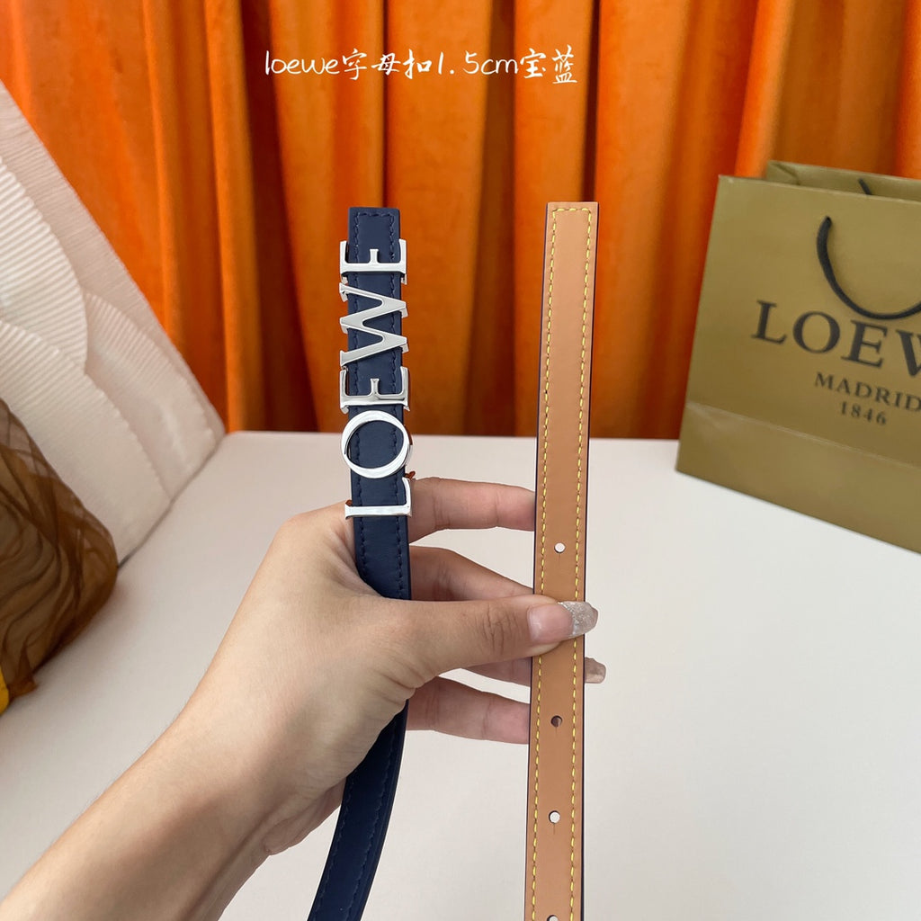 Abbys Blue/Palladio Belt In Smooth Leather