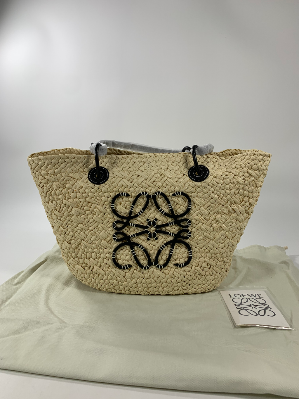 Natural/Black Medium Anagram Basket Bag