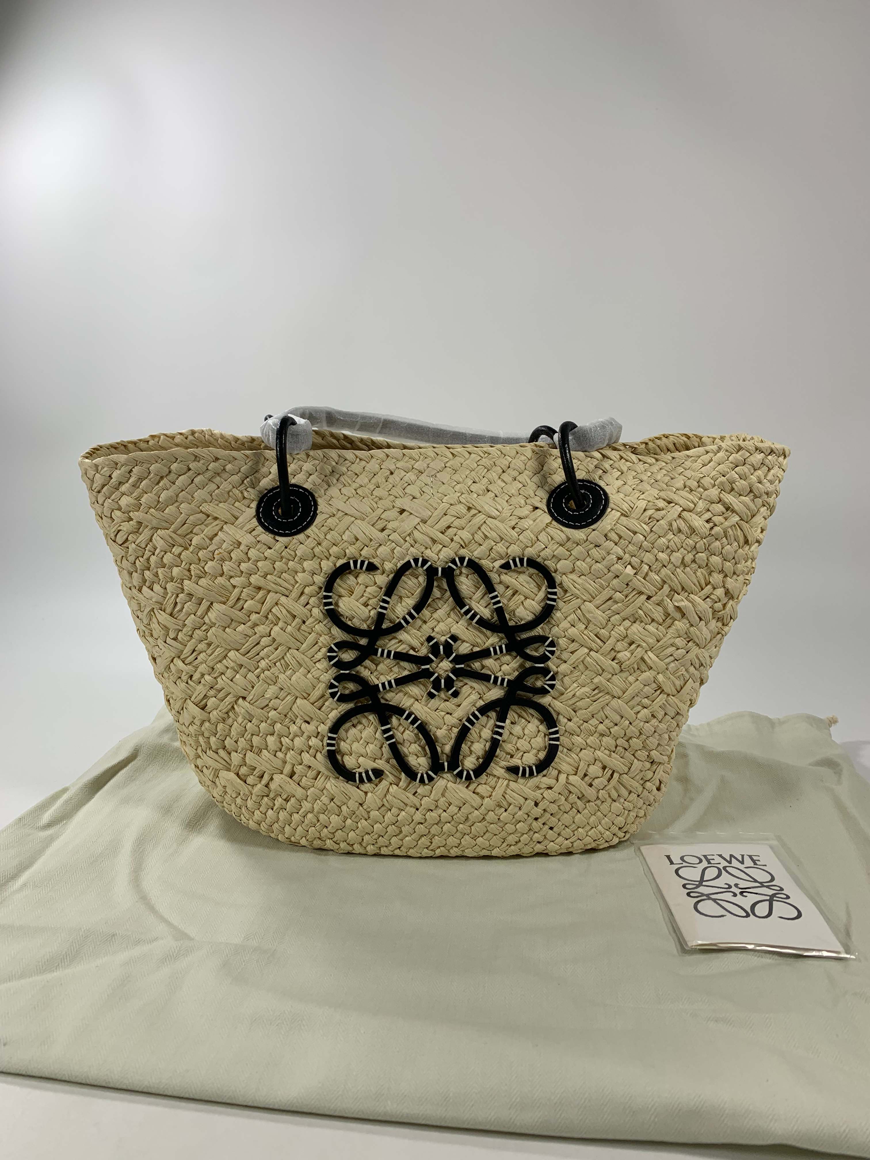 Natural/Black Medium Anagram Basket Bag