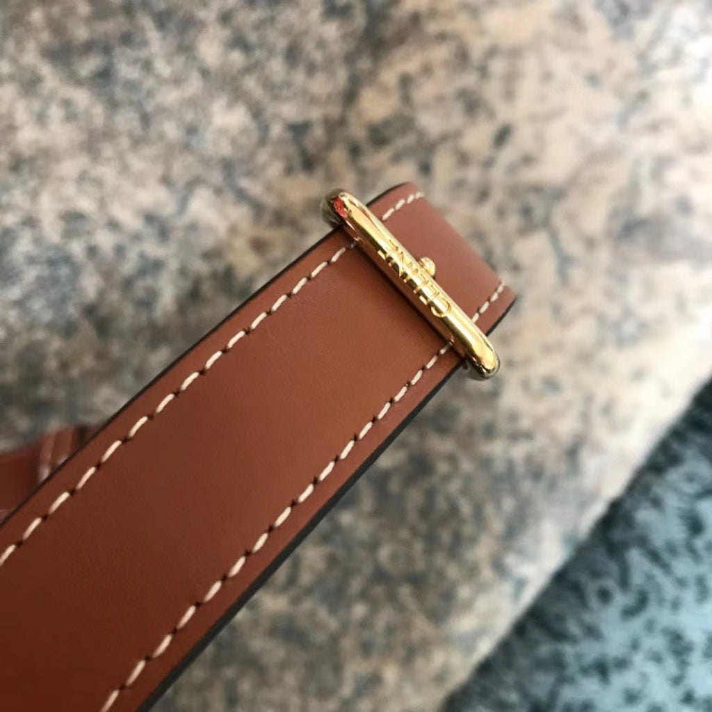 Tan C medium bucket bag