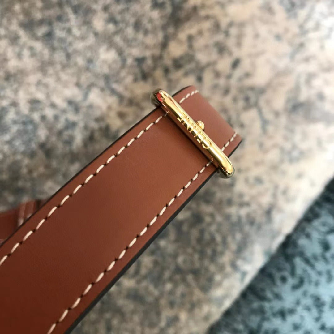 Tan C medium bucket bag