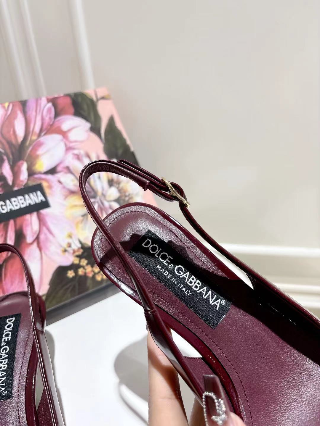 Burgundy Patent Leather Slingbacks