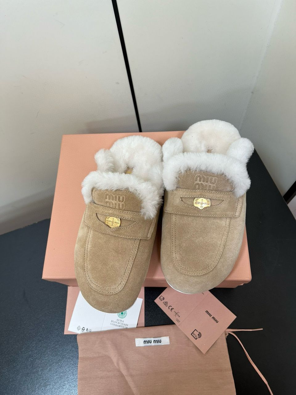 Ecru Suede Mules