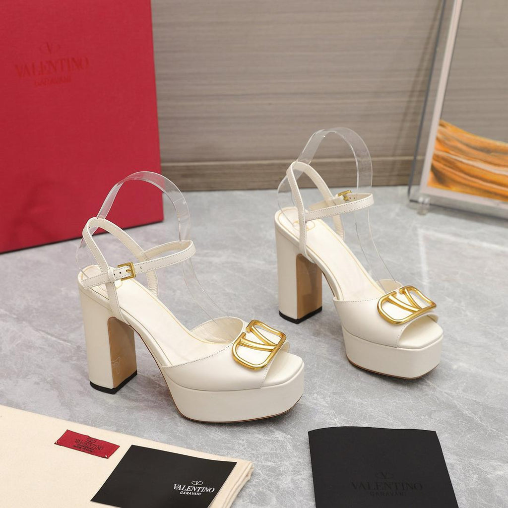Cream White 115mm Platform Sandals