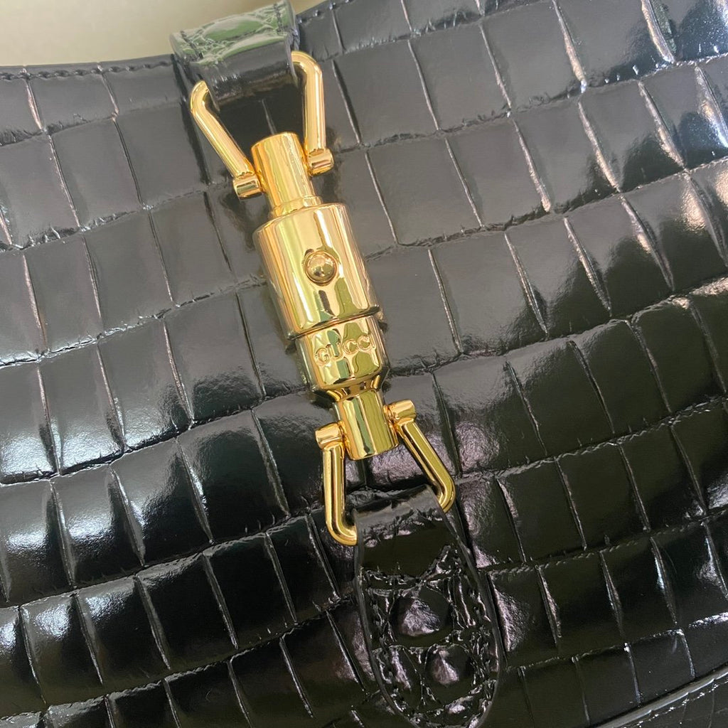 Black crocodile GJ 1961 small shoulder bag
