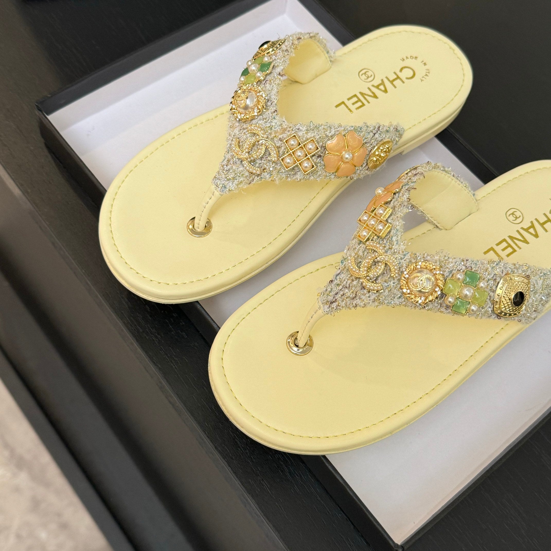 Light Yellow, Pink & Light Blue Thongs