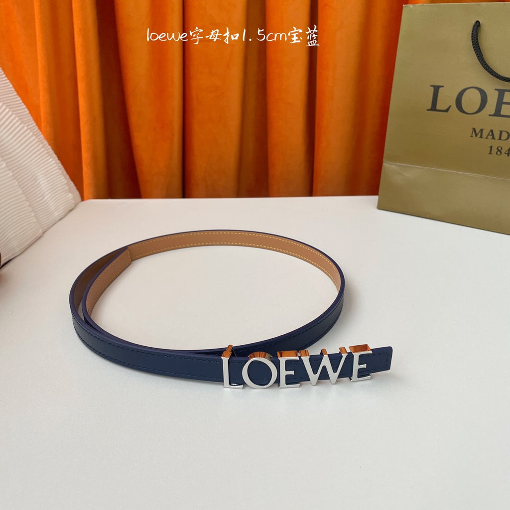 Abbys Blue/Palladio Belt In Smooth Leather