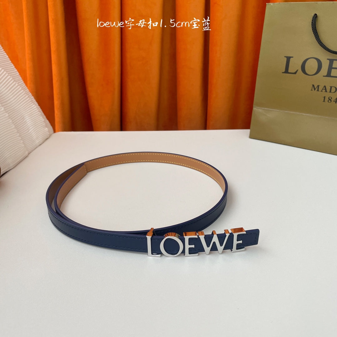 Abbys Blue/Palladio Belt In Smooth Leather