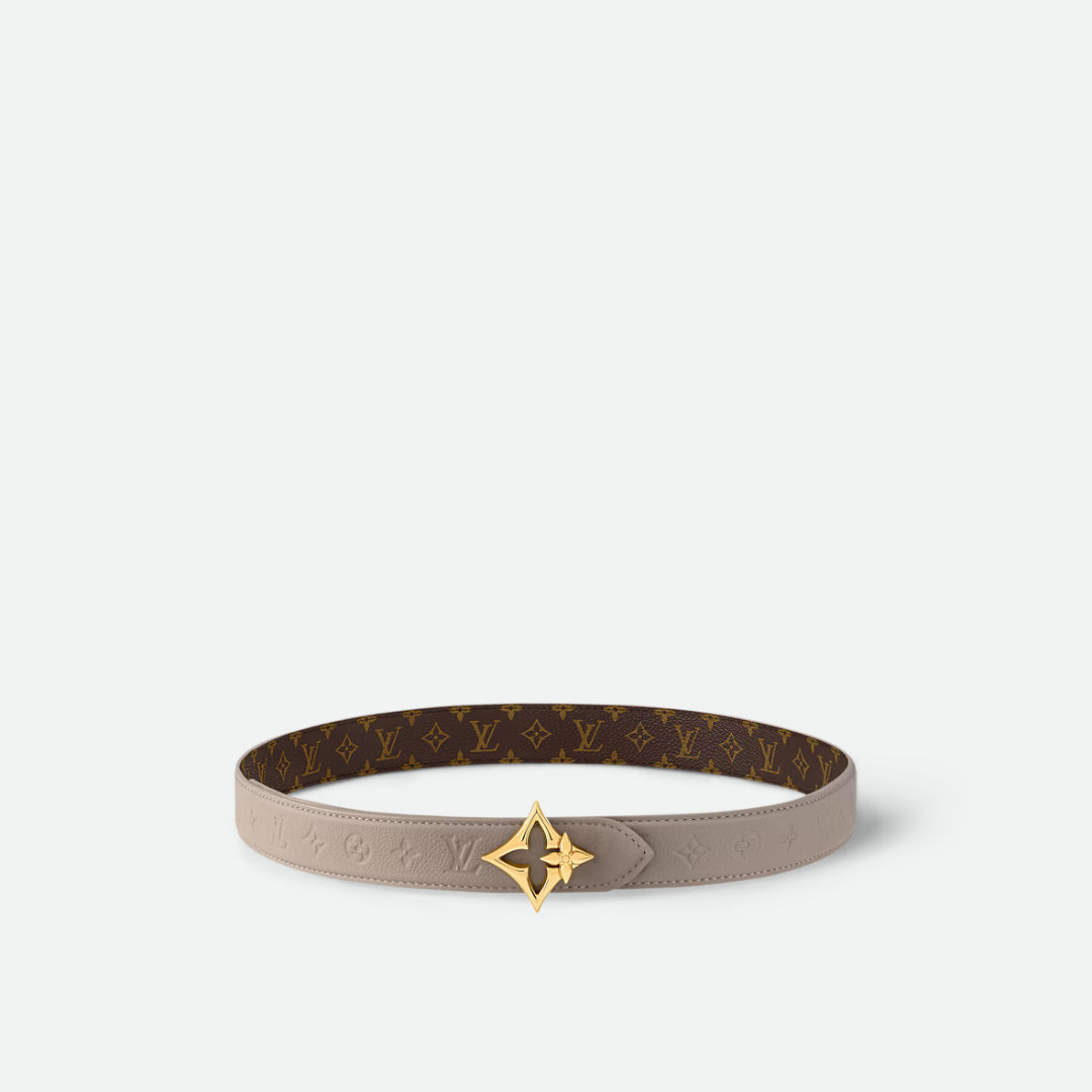 Gray Flowergram Reversible Belt