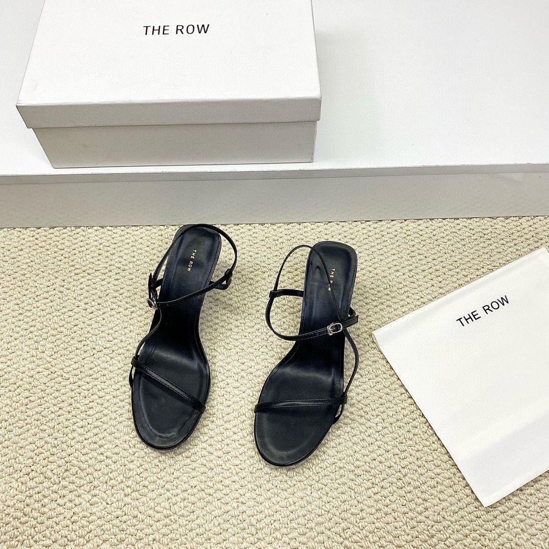 Black Bare Leather Sandals
