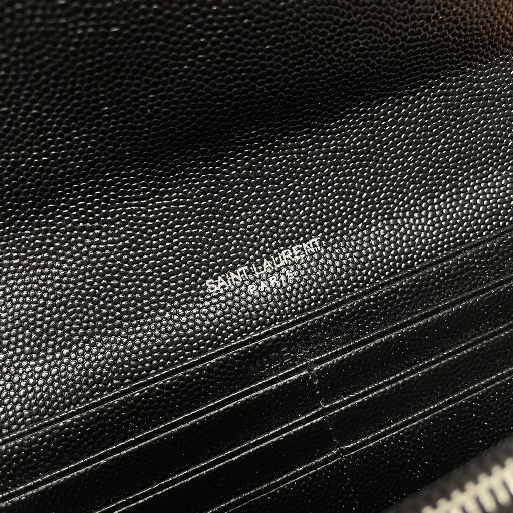 Black Large Flap Wallet With Silver-Tone Hardware