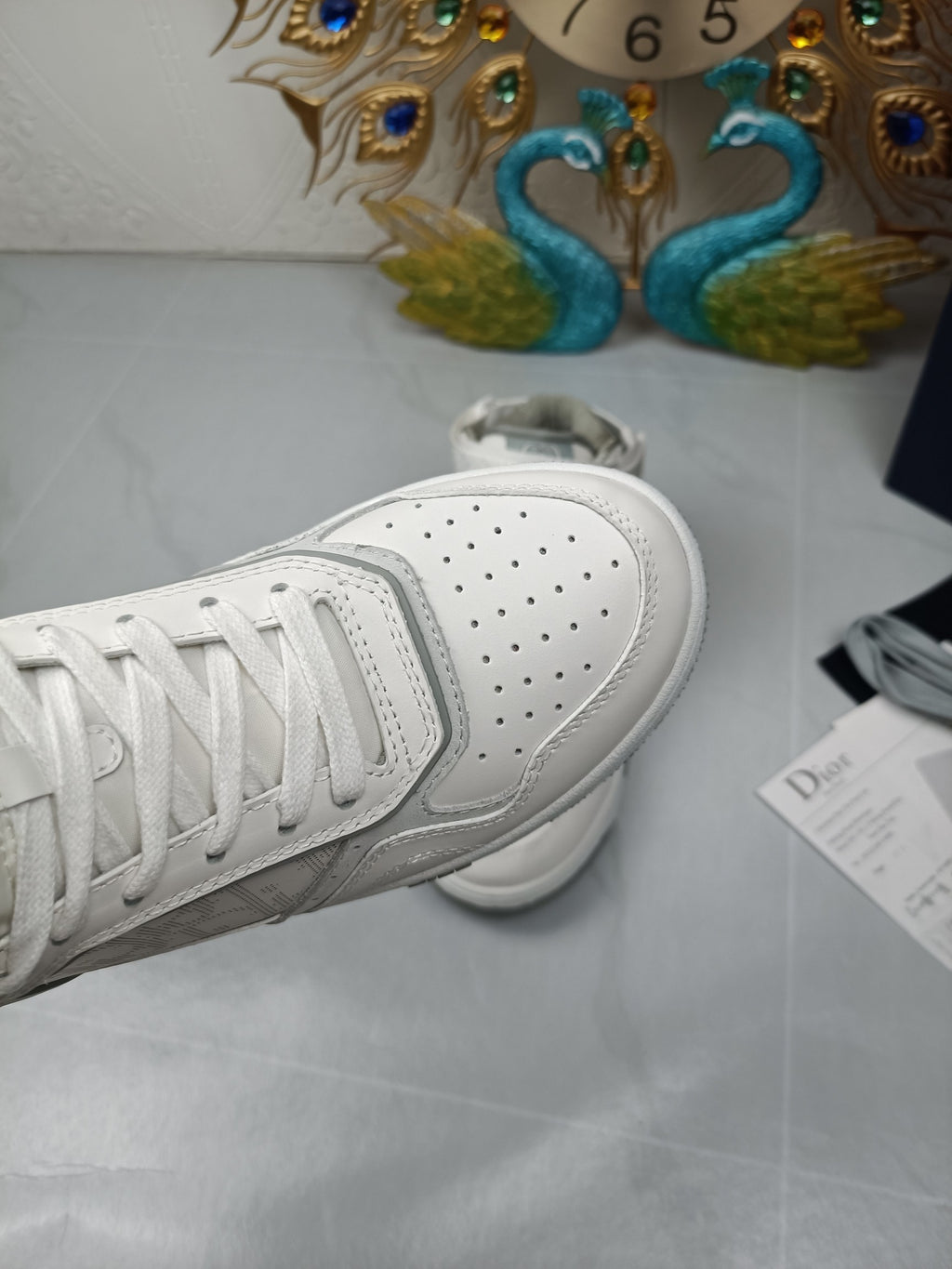 Women's White and gray DB mid-top sneaker