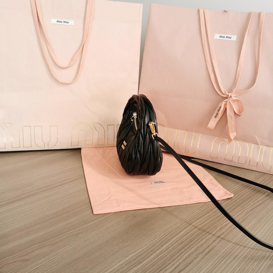 Black Wander Matelassé Leather Mini Hobo Bag