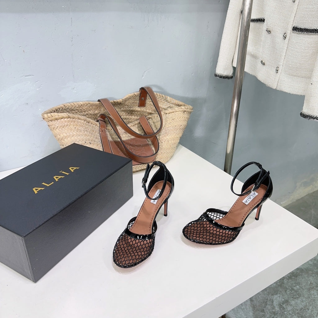 Black High Fishnet Pumps