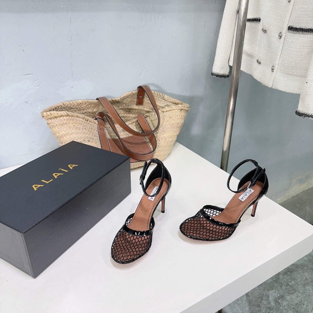 Black High Fishnet Pumps