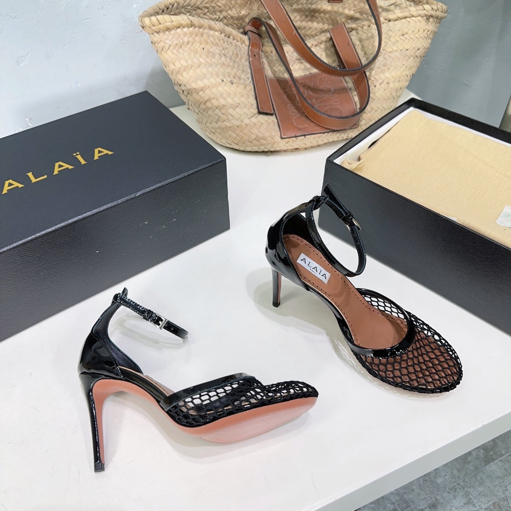Black High Fishnet Pumps