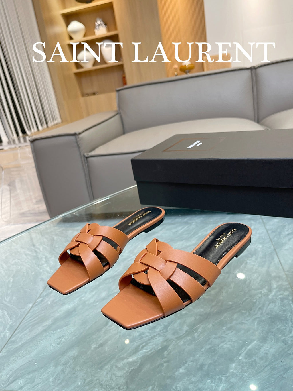 Marron Gold YT Mules In Leather