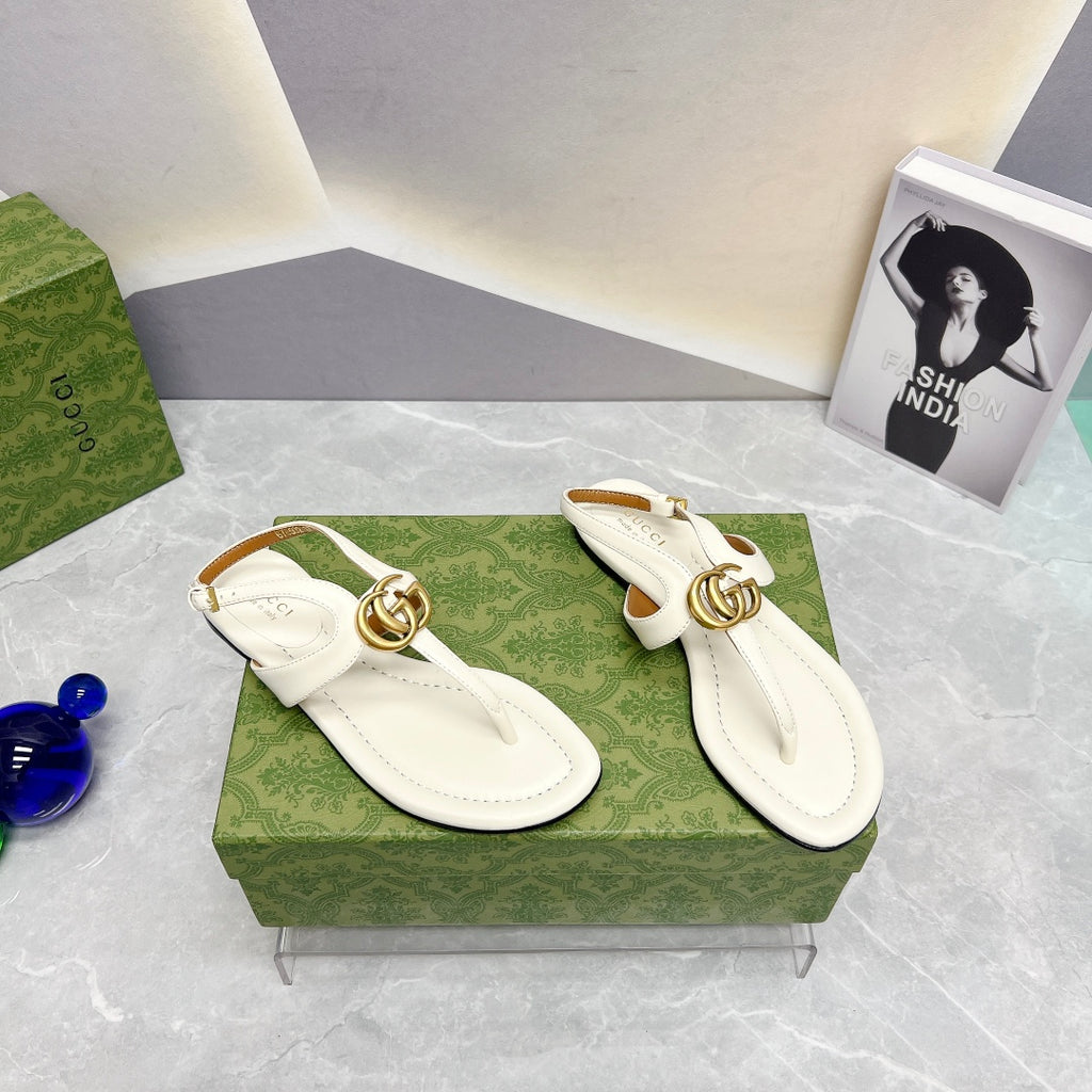 White G Thong Sandal
