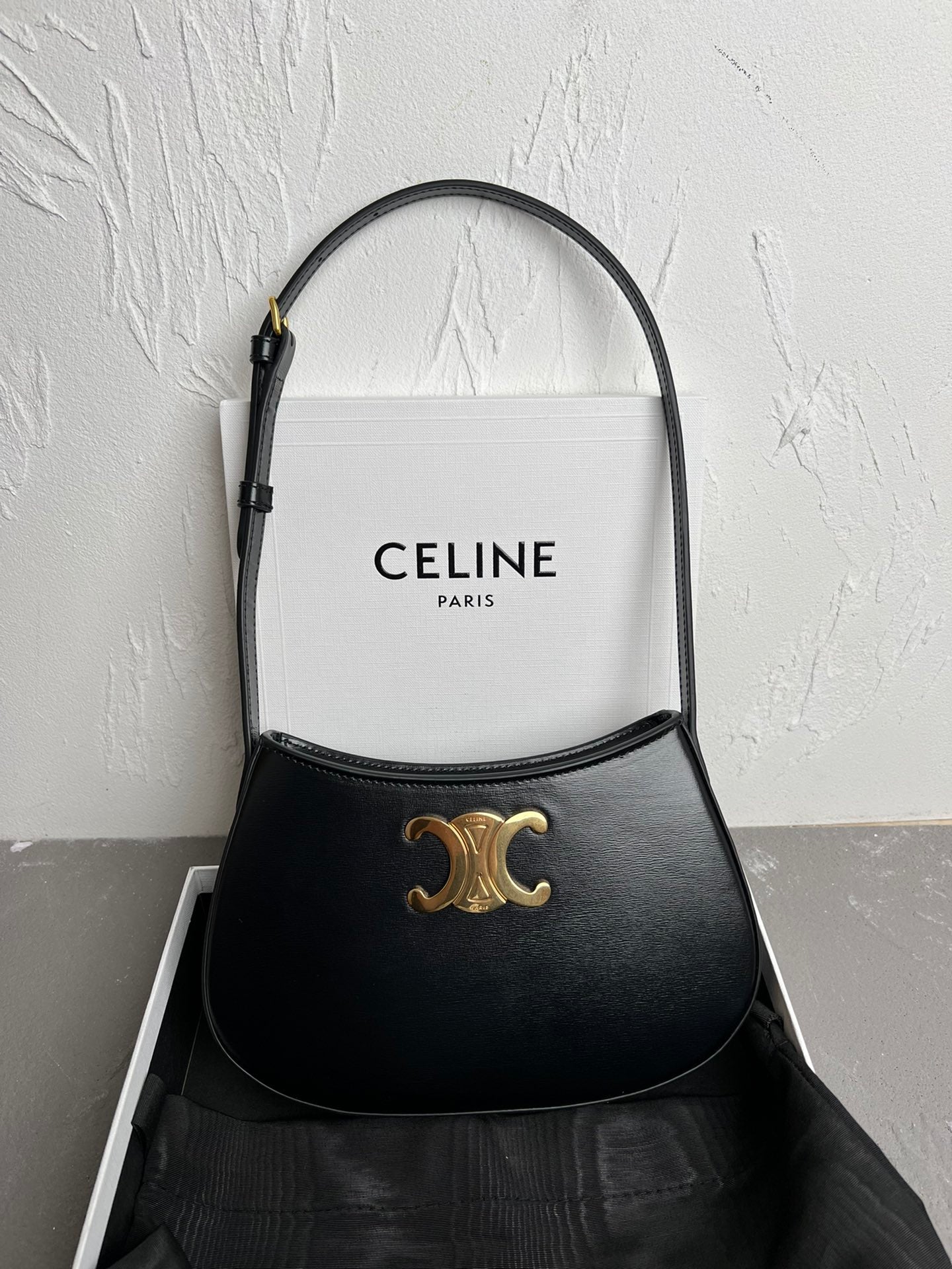 Black Medium CT Bag In Shiny Leather