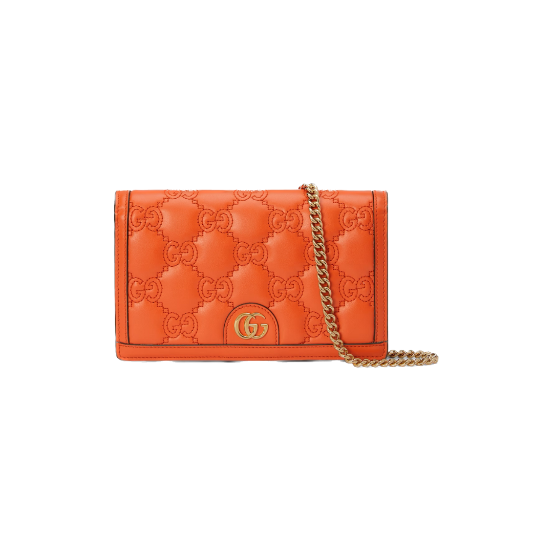 Orange GG Matelassé Chain Wallet
