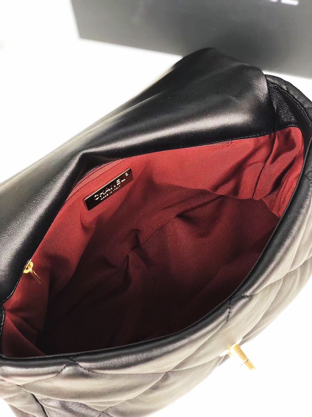 Large black 19 flap bag