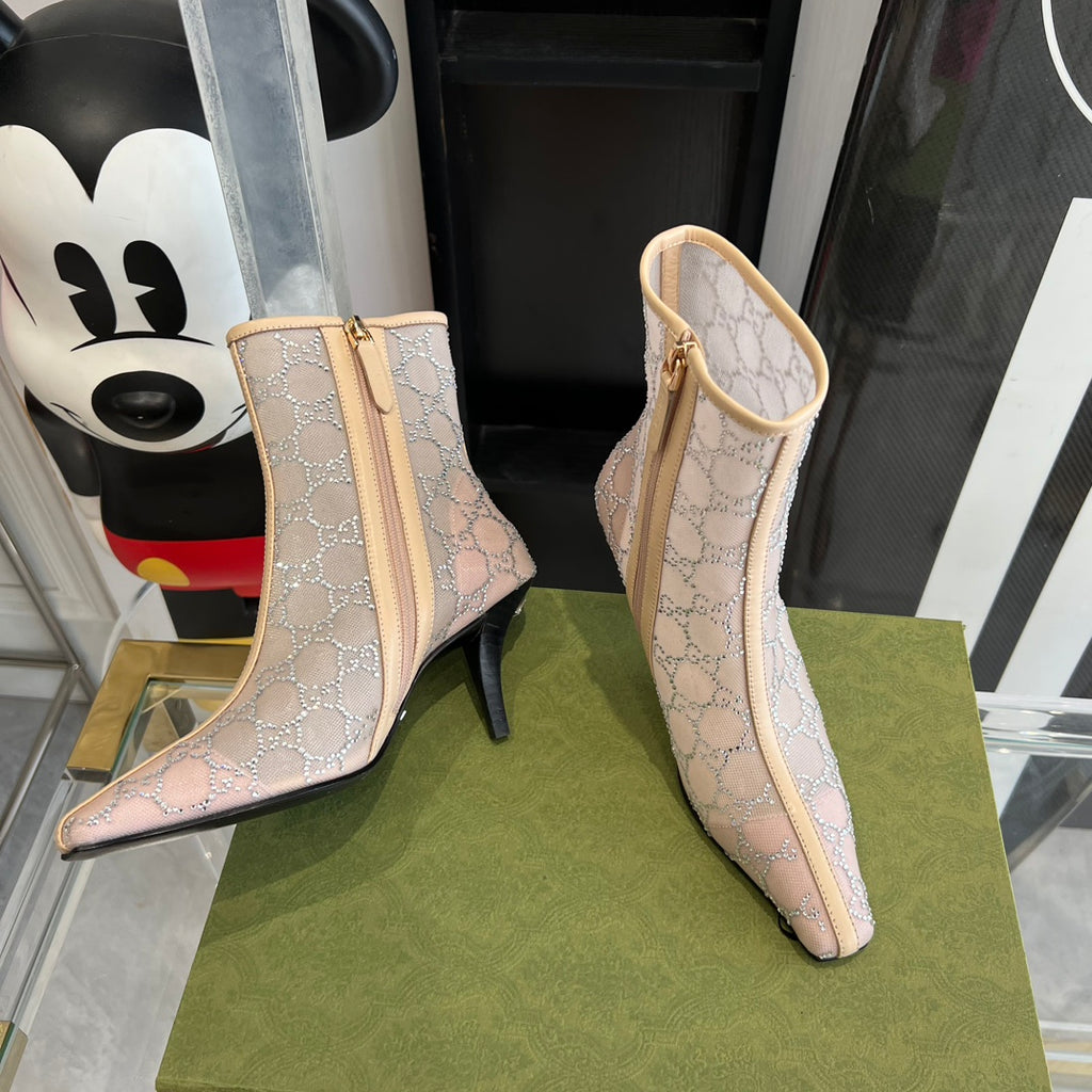 Rose Beige Mid-Heel Boot