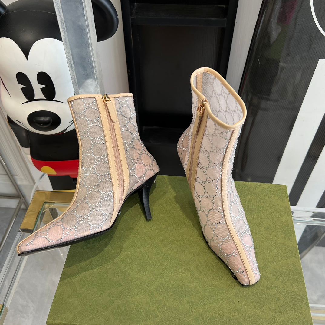 Rose Beige Mid-Heel Boot