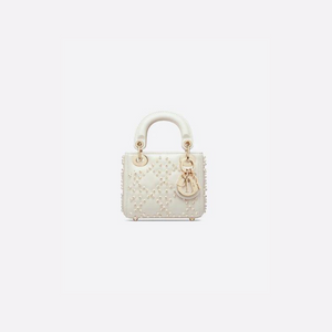 Latte Cannage Micro LD Bag With Resin Pearls