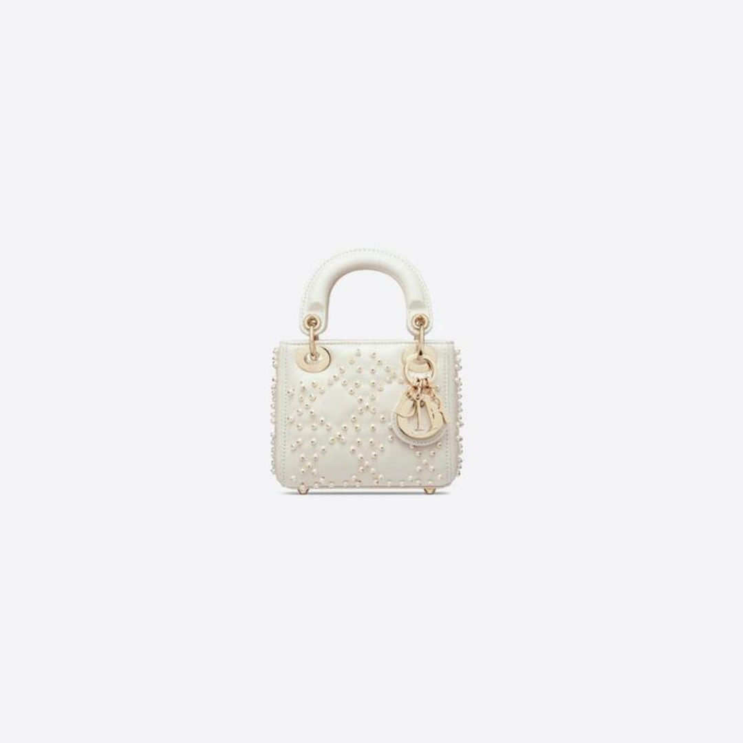 Latte Cannage Micro LD Bag With Resin Pearls