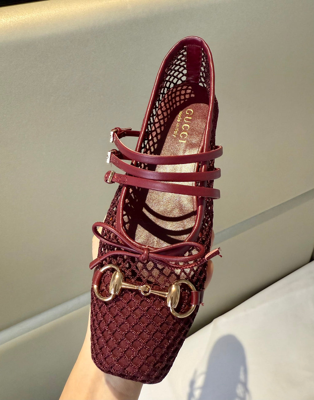 Rosso Ancora Mesh Horsebit Ballet Flat